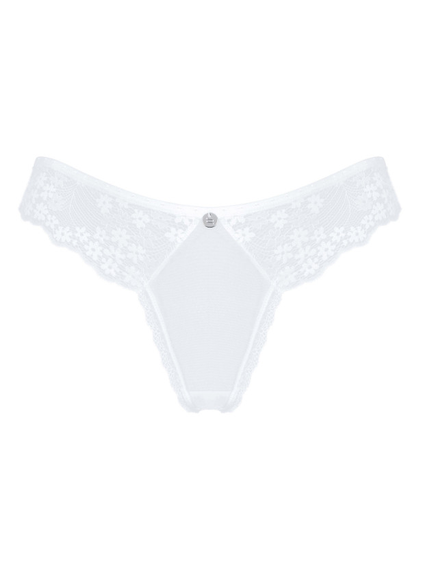 Obsessive Heavenlly Halbtransparenter weißer Blumenspitzen-Brasilianslip