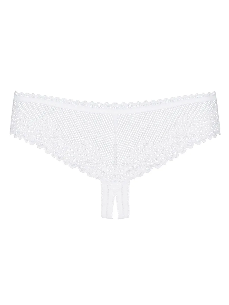 White Crotchless Thong Obsessive Alabastra — Lace