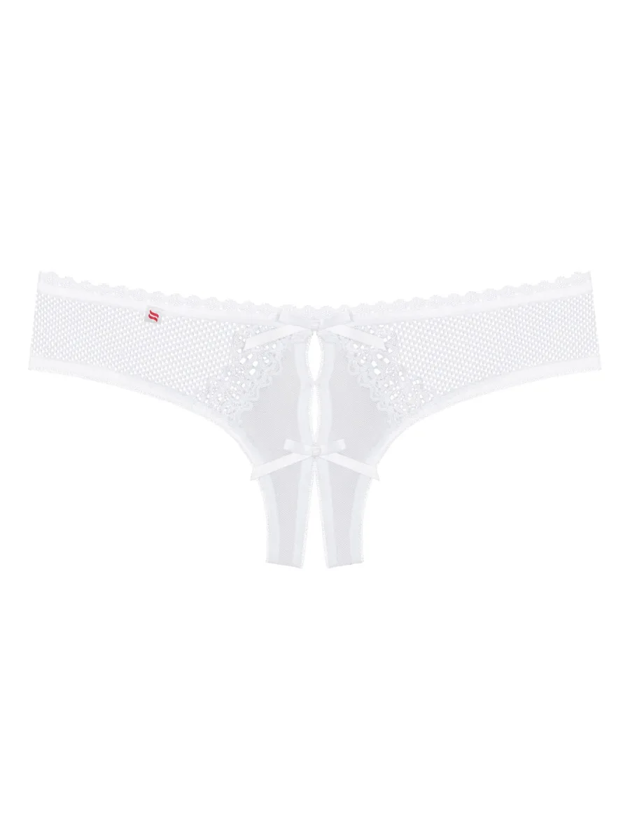 White Crotchless Thong Obsessive Alabastra — Lace