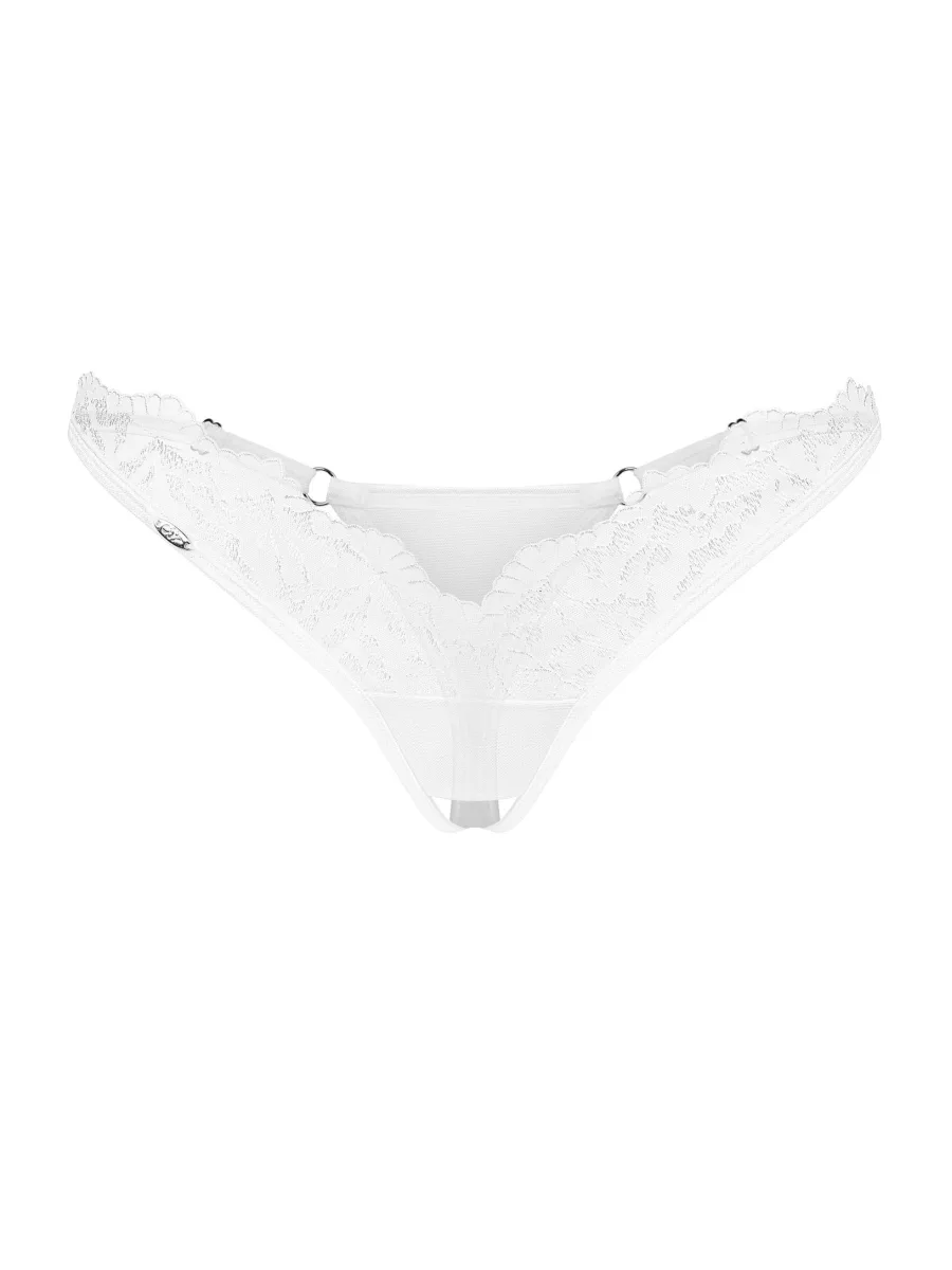 Weißer Spitzen-String mit offenem Schritt und elegantem Design Obsessive Arrowel White