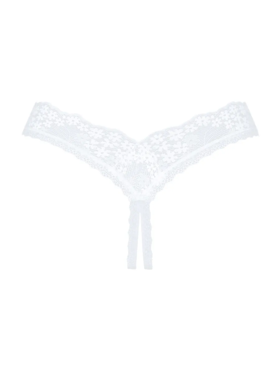 White Crotchless Thong Obsessive Heavenlly — Lace Lingerie