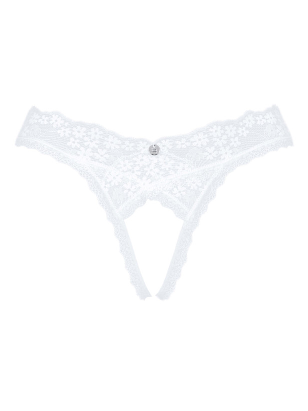 Obsessive Heavenlly Weißer Ouvert-String aus Blumenspitze