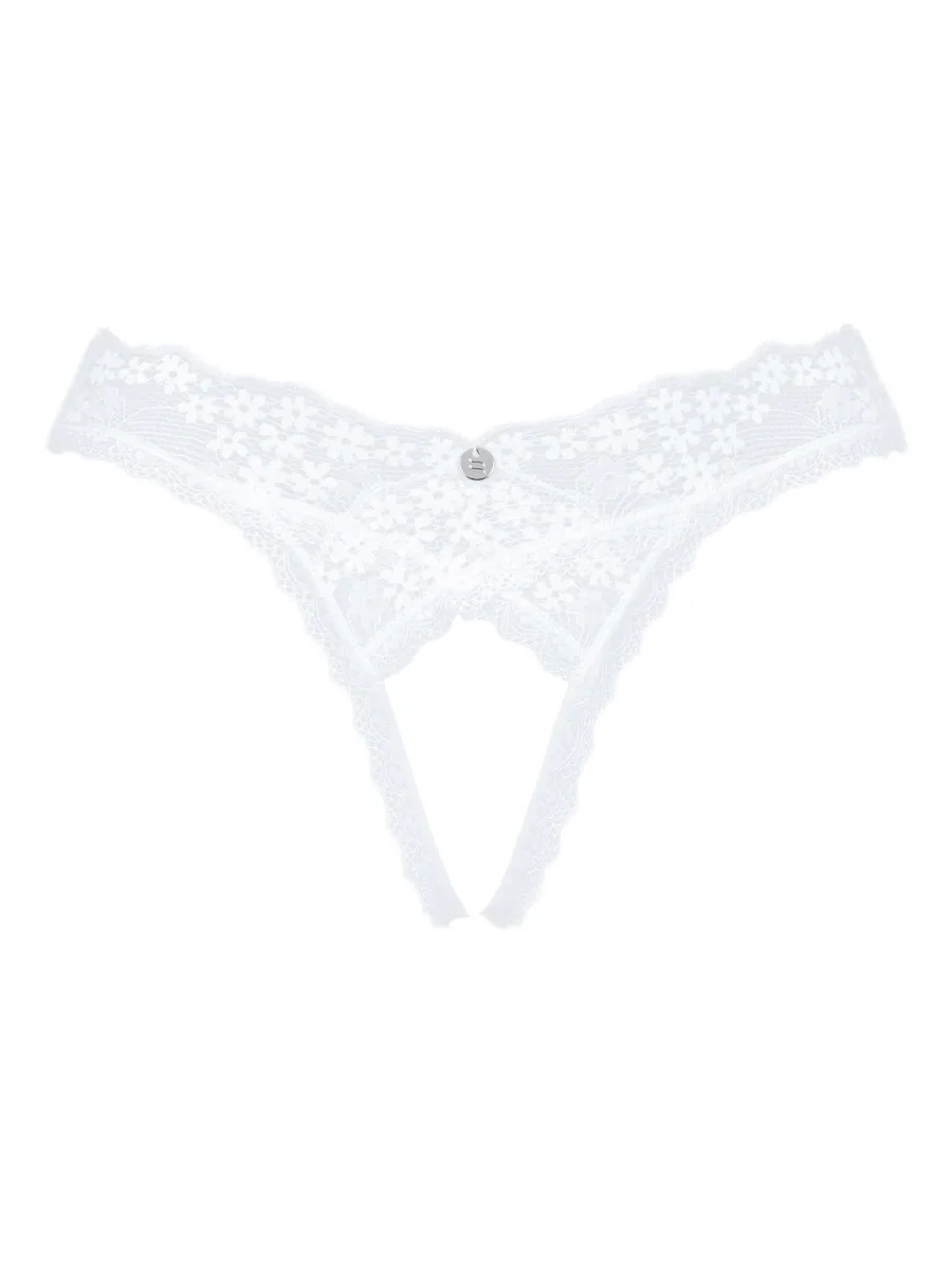 White Crotchless Thong Obsessive Heavenlly — Lace Lingerie