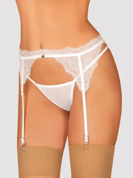 Obsessive Bianelle Strumpfband: Weiße Spitze mit verstellbaren Trägern