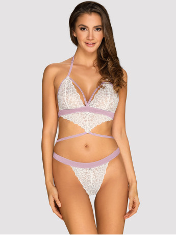 White Lace Bodysuit Obsessive Lilyanne — Lilac Straps