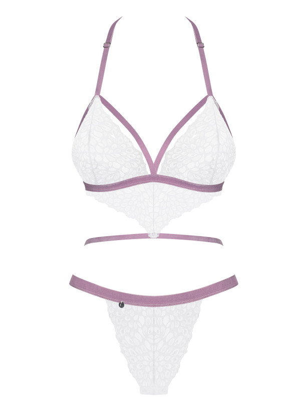 White Lace Bodysuit Obsessive Lilyanne — Lilac Straps