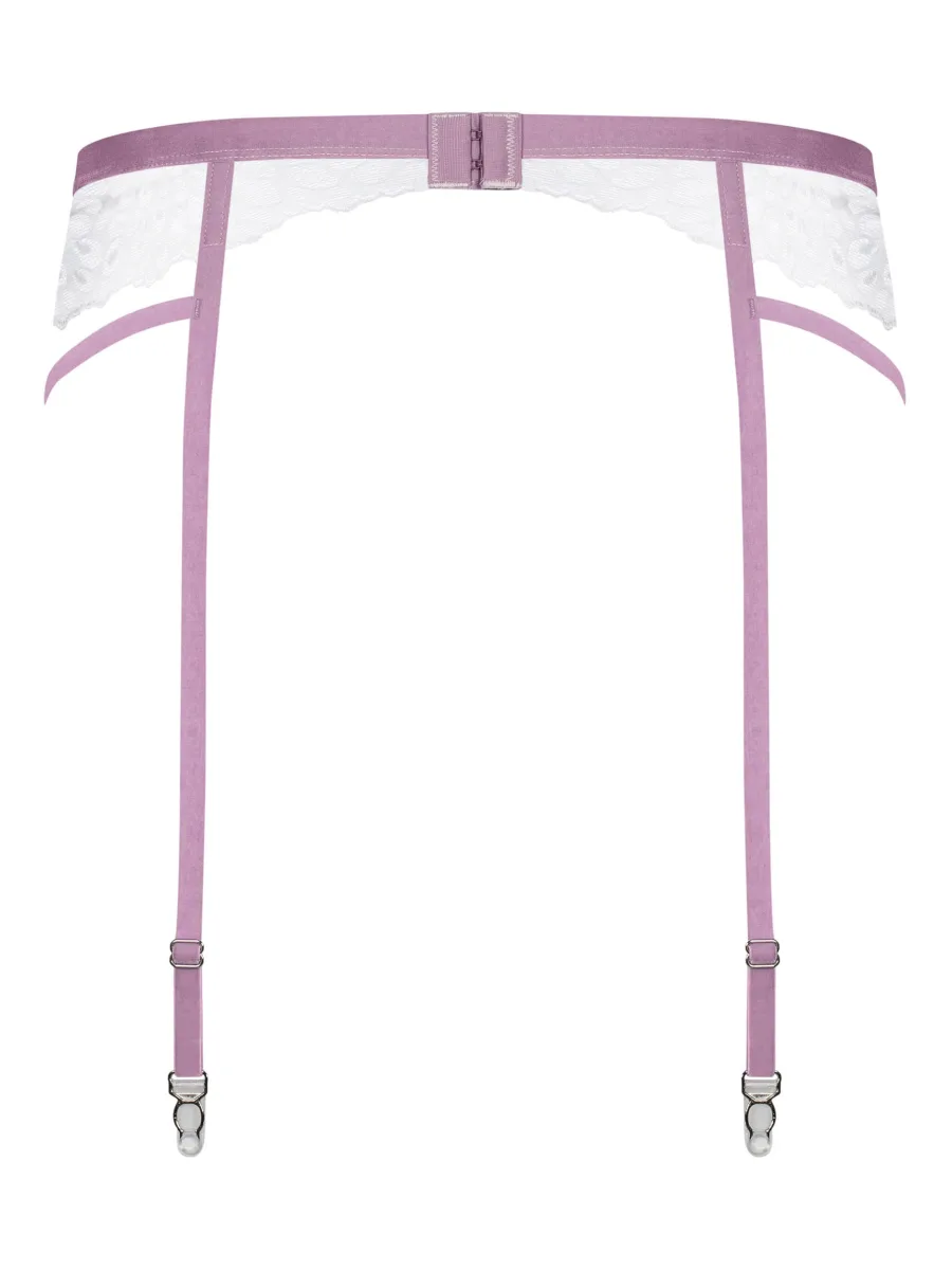 White Lilac Garter Belt Obsessive Lilyanne — Lace Trim