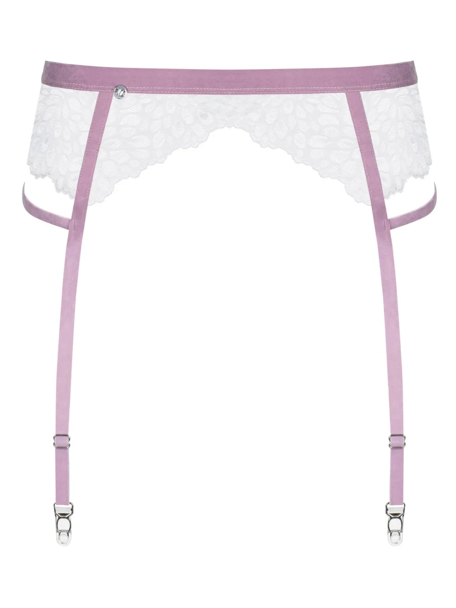 White Lilac Garter Belt Obsessive Lilyanne — Lace Trim