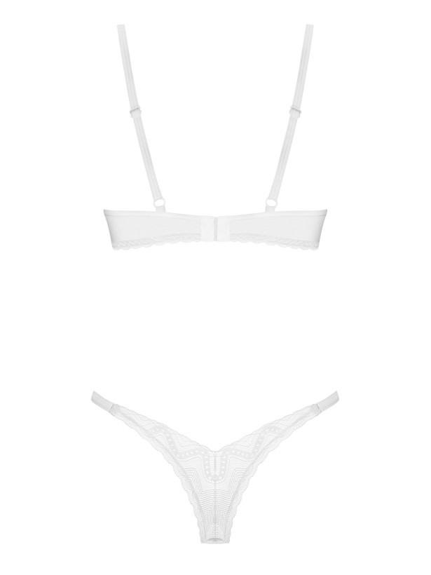 White Lingerie Set Obsessive Alissium — Geometric Lace