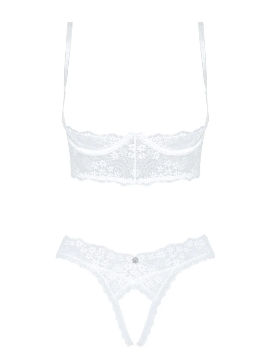 White Lingerie Set Obsessive Heavenlly — Cupless