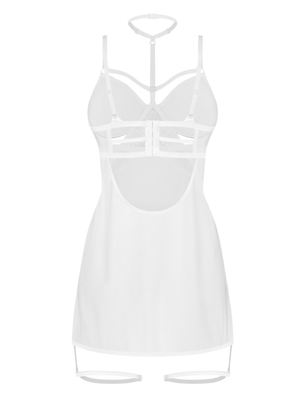 White Mesh Chemise Obsessive Arrowel — Choker Neckline