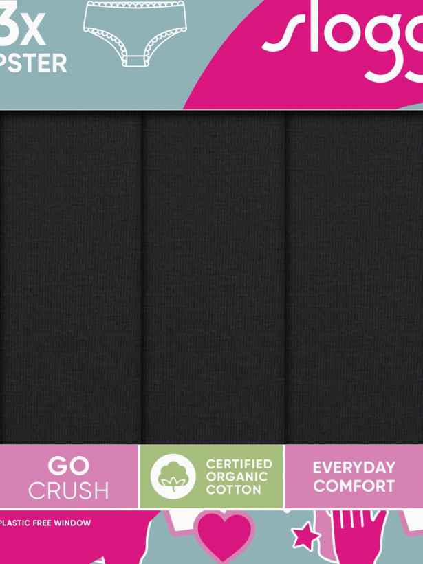 Hipster Panties Sloggi Go Crush 3-Pack – Organic Cotton Black