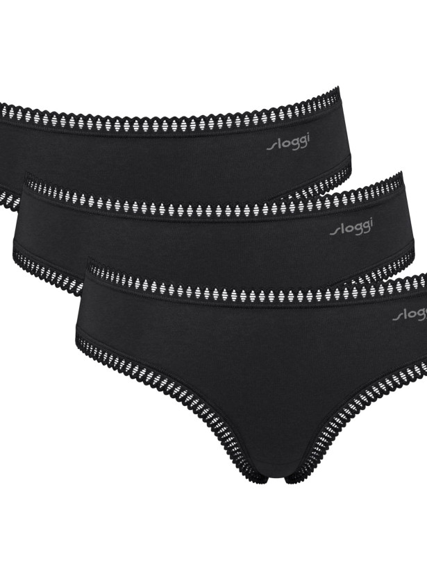 Hipster Panties Sloggi Go Crush 3-Pack – Organic Cotton Black