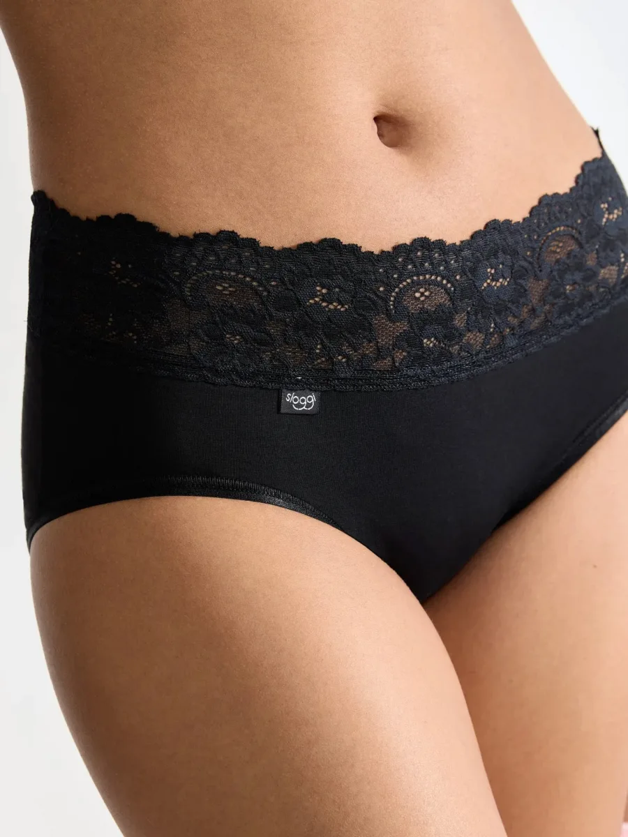 Slip mit Spitzenbund Sloggi Romance Midi – Weiche Supima-Baumwolle
