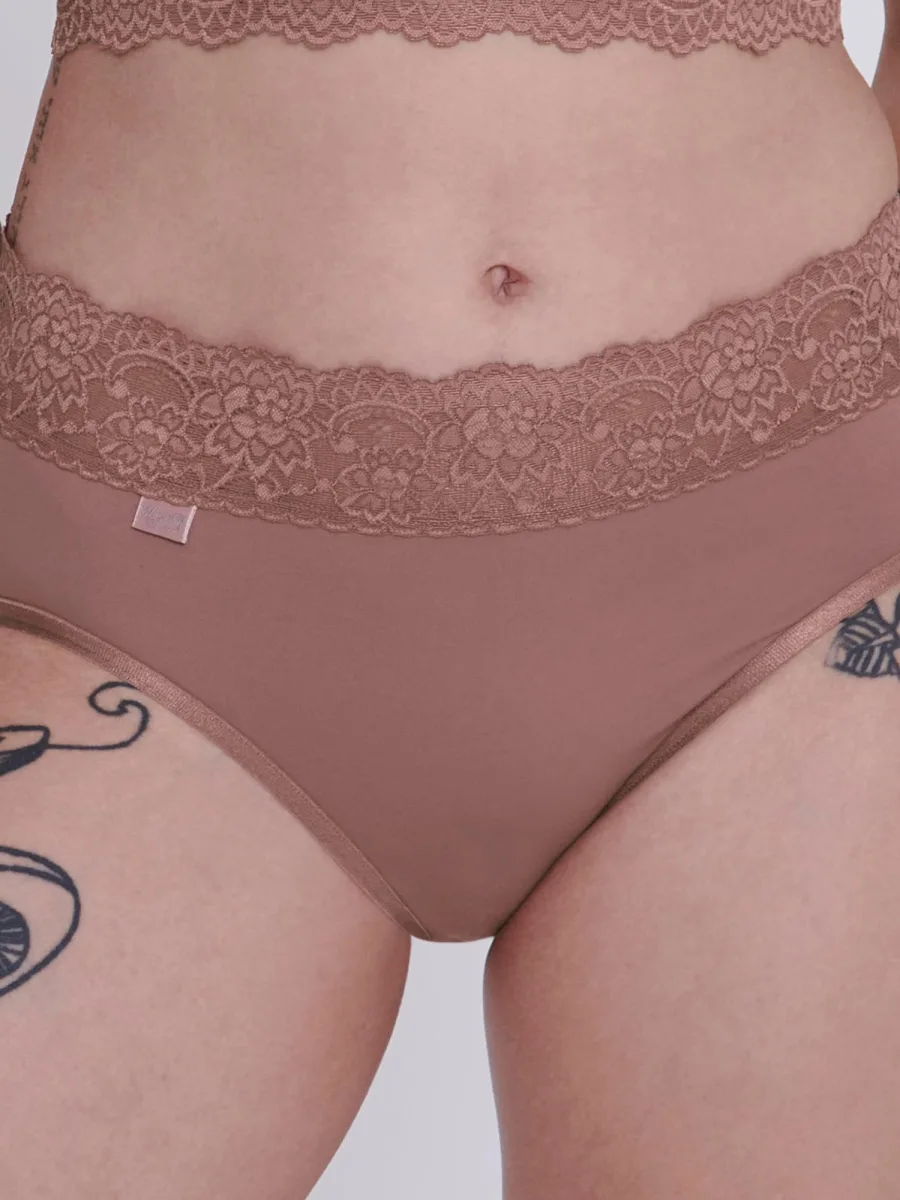 Slip mit Spitzenbund Sloggi Romance Midi – Weicher Baumwoll-Mix