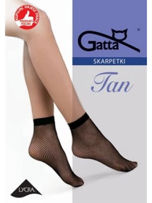 Women’s Fine Mesh Ankle Socks Gatta Tan-01 Kabaretki
