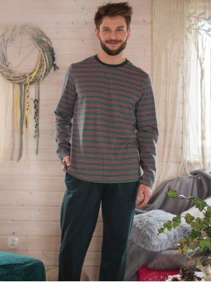 Men's Striped Top Home Set/Pajamas Key MNS 380 B21