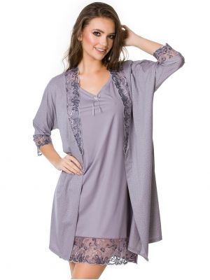 text_img_altWomen's Short Lace Trim Viscose Robe Mediolano Stella 05090text_img_after1