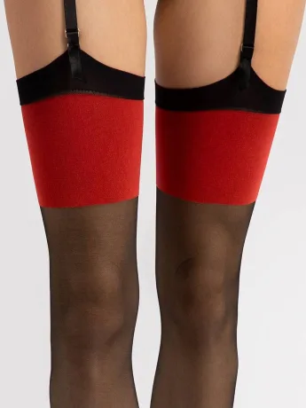 Back Seam Stockings FIORE Anais — 20 Den Red Contrast