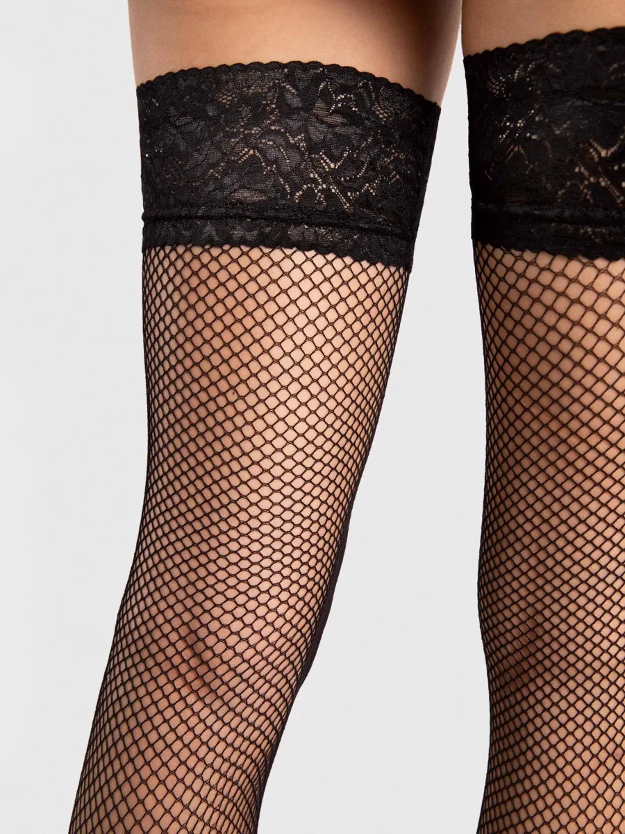 Classic Fishnet Hold-Ups FIORE Liza — 40 Den Lace Top
