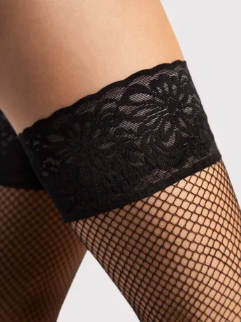 Classic Fishnet Hold-Ups FIORE Liza — 40 Den Lace Top