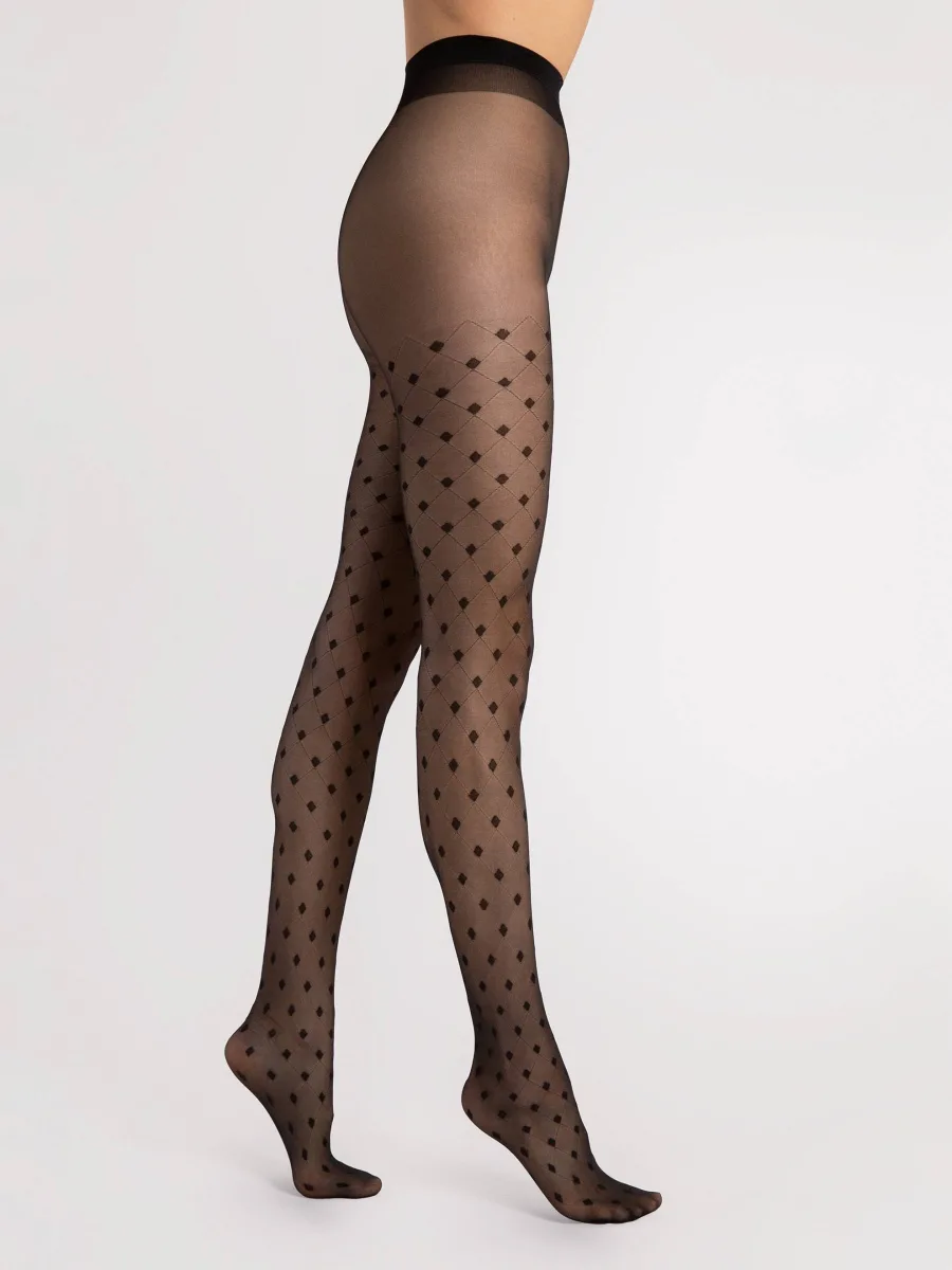 Diamond Pattern Pantyhose FIORE Hailey — 15 Den Sheer Geometric