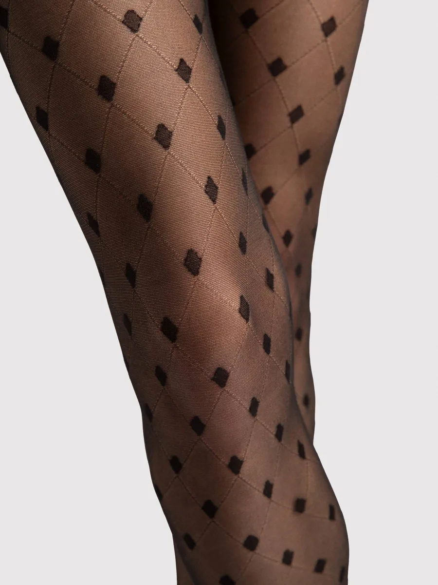 Diamond Pattern Pantyhose FIORE Hailey — 15 Den Sheer Geometric