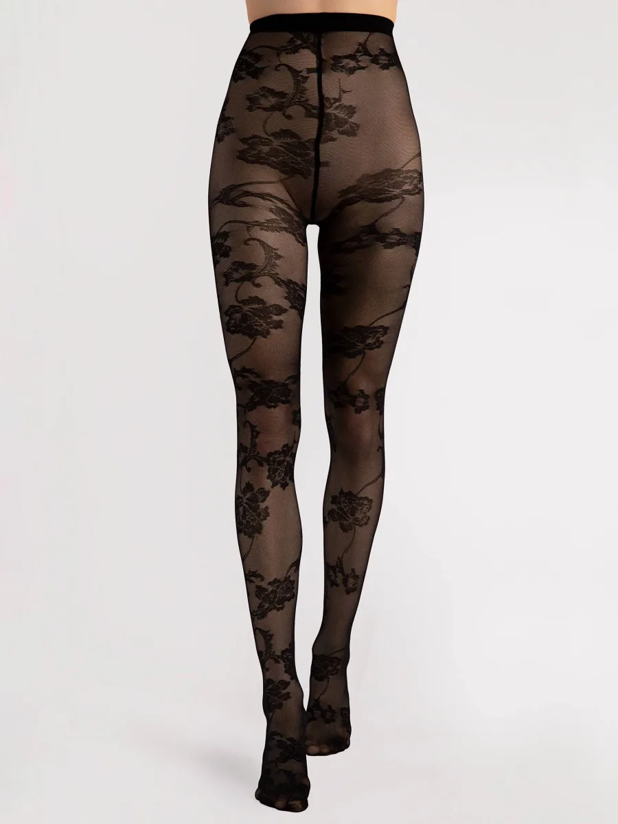 Floral Cutout Pantyhose FIORE Wild Dream — 30 Den Sensual Hosiery