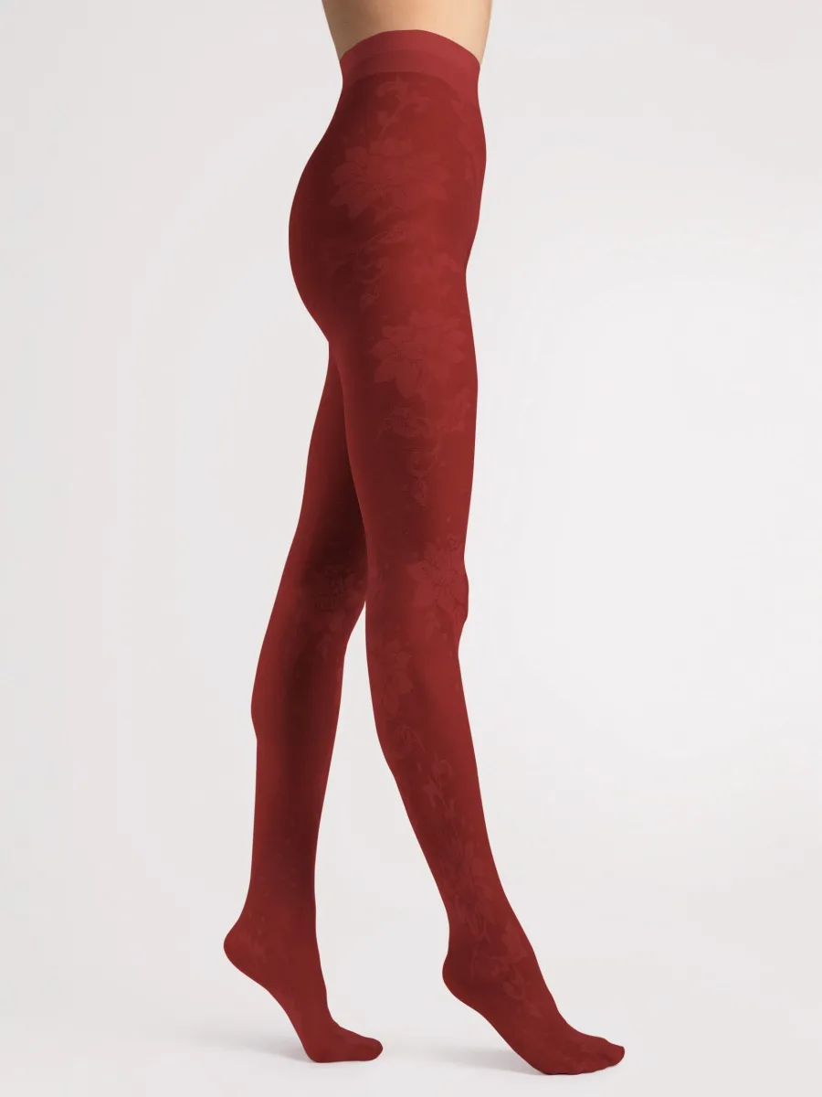 Floral Patterned Tights FIORE Sharon — 30 Den Semi-Sheer Hosiery