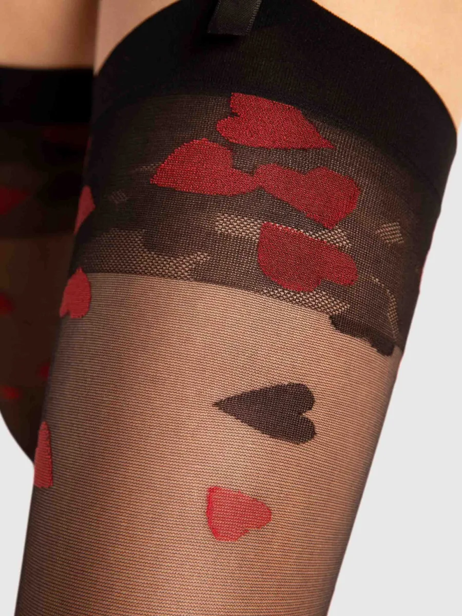 Heart Patterned Stockings FIORE Alice — 20 Den Romantic Hosiery