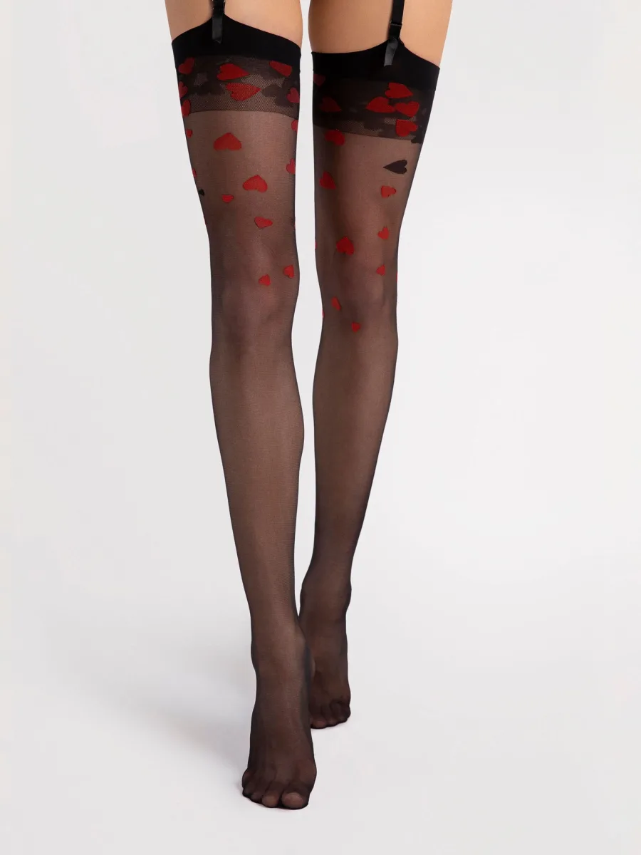 Heart Patterned Stockings FIORE Alice — 20 Den Romantic Hosiery