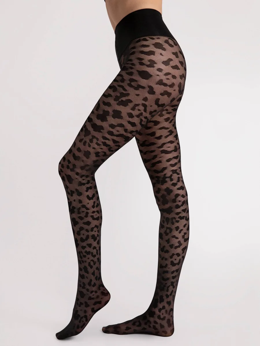 Leopard Print Tights FIORE Echo — 30 Den Shiny Patterned