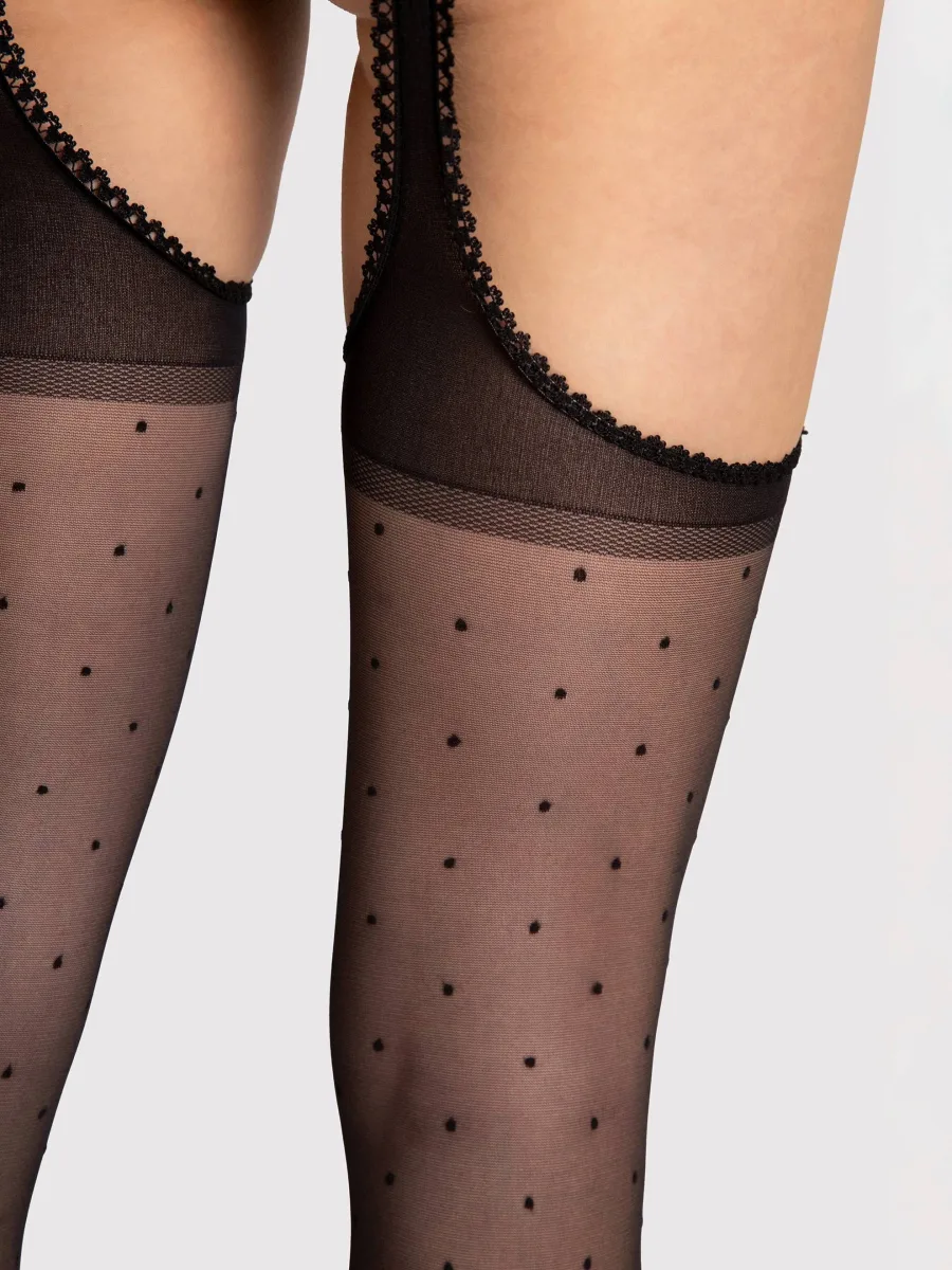 Mock Suspender Pantyhose FIORE Amore Mio — 20 Den Polka Dot Tights