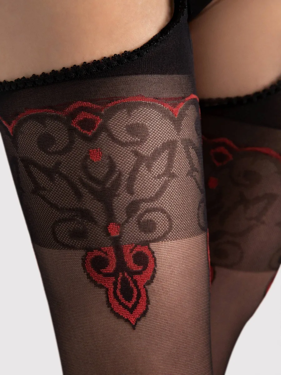 Orientalische Straps-Optik Strumpfhose FIORE Amour Rouge – 20 DEN
