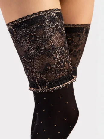 Polka Dot Hold-Ups FIORE Notte — 40 Den Gold Lurex Pattern
