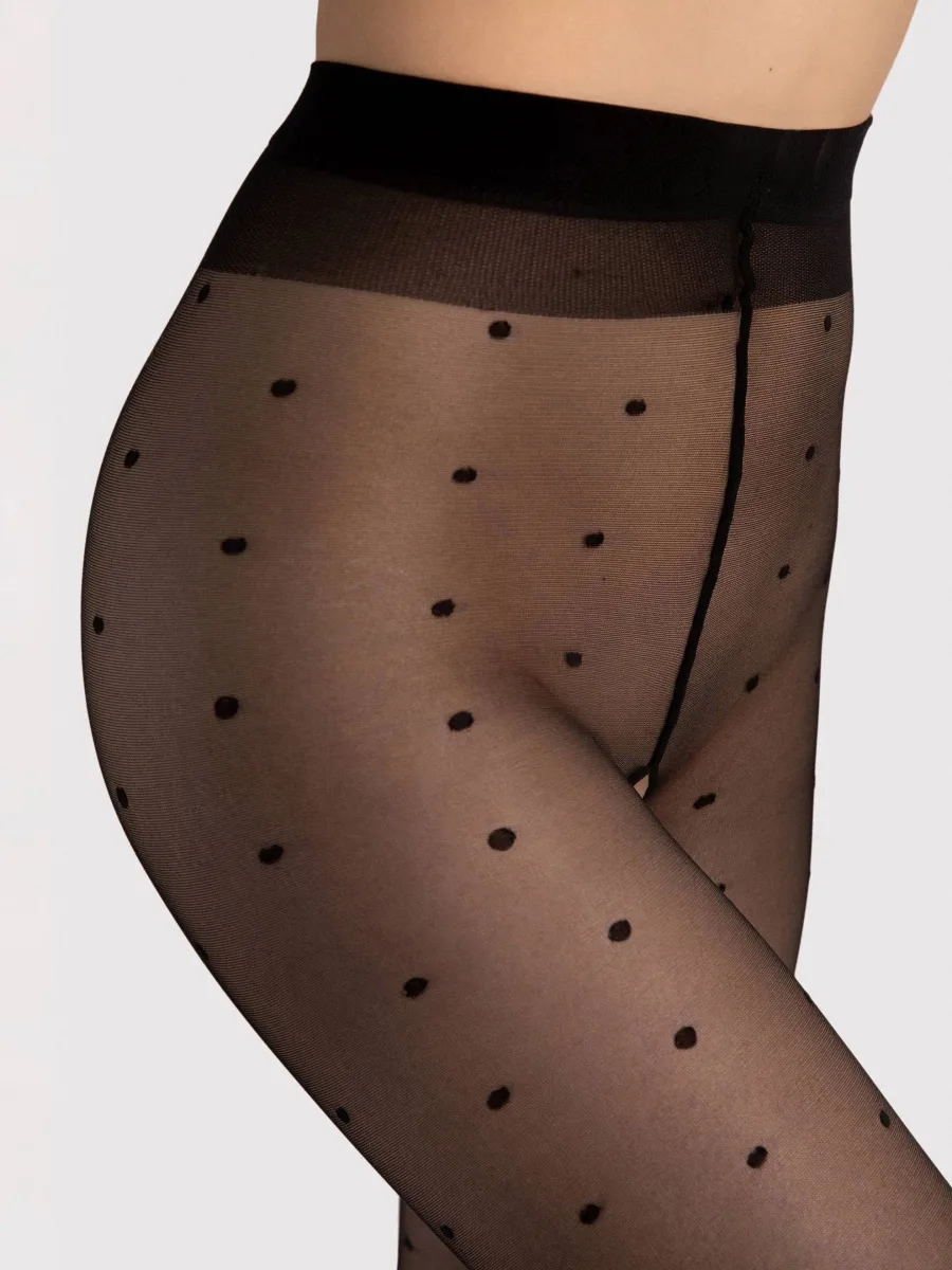 Polka Dot Open Pantyhose FIORE Bold Dream — 20 Den Crotchless Design
