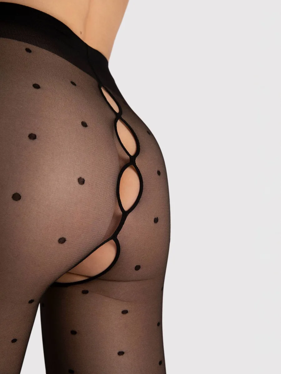 Polka Dot Open Pantyhose FIORE Bold Dream — 20 Den Crotchless Design