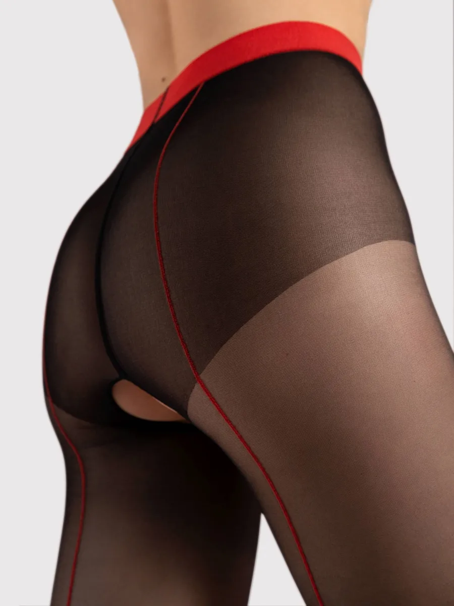 Red Back Seam Pantyhose FIORE Firelight — 20 Den Sensual Hosiery