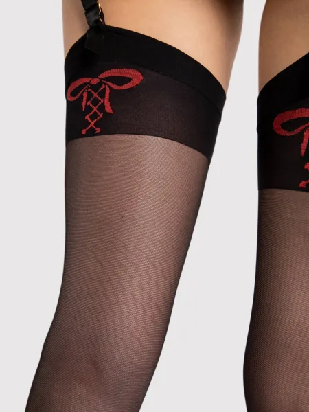 Red Bow Stockings FIORE Incontra — 20 Den Sensual Pattern