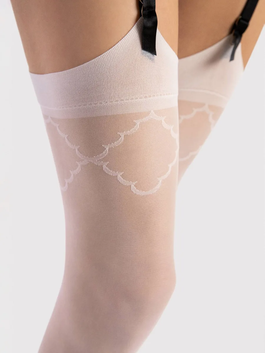 Scalloped Belt Stockings Fiore Sogno – 20 Den Sheer Patterned