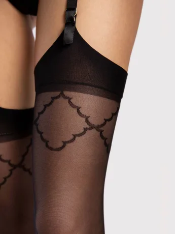 Scalloped Belt Stockings Fiore Sogno – 20 Den Sheer Patterned