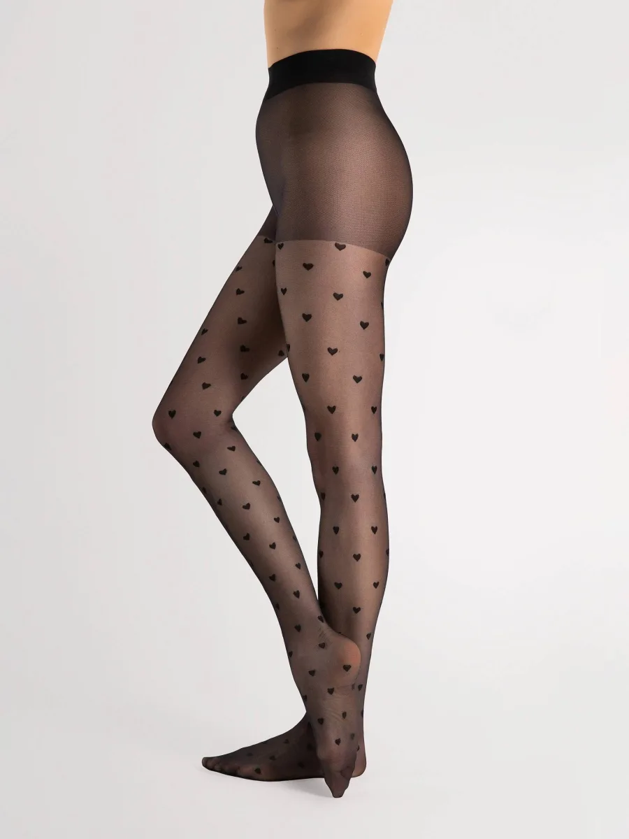 Small Heart Pantyhose FIORE Love Potion — 15 Den Sheer Hosiery
