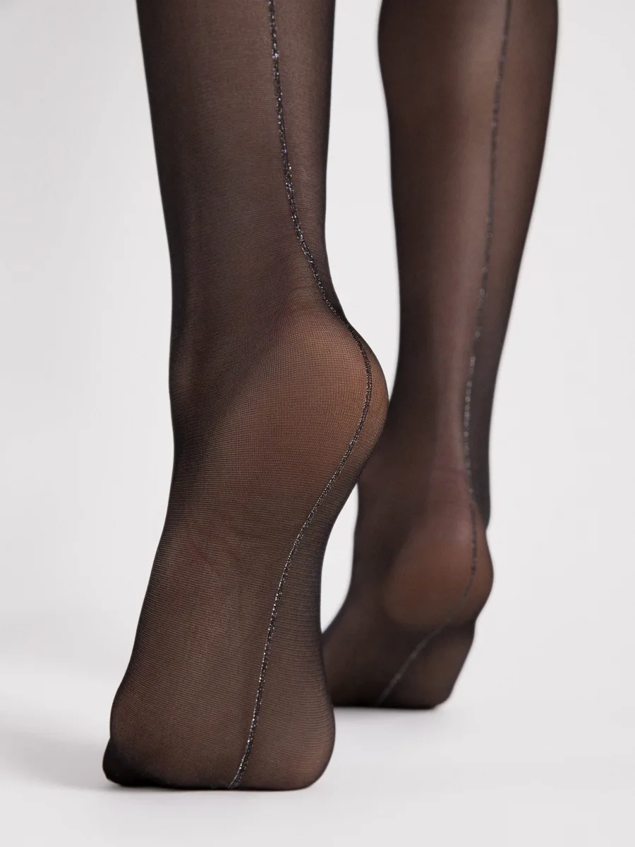 Glitzer-Naht Strumpfhose FIORE Gina – 20 DEN Transparenter Glamour