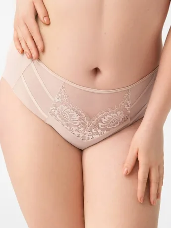 Beige Lace Panties Gorsenia Paradise K497 – Invisible Mid-Rise Support