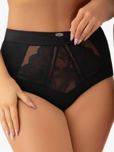Black Lace High-Waisted Briefs Gorsenia Ismena F035