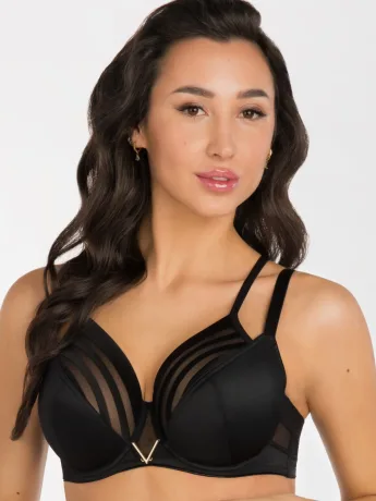 Black Striped Underwired Soft Bra Gorsenia Yoko K810