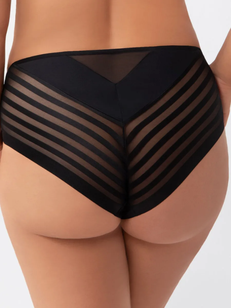 Black Striped High Waist Briefs Gorsenia Yoko K811