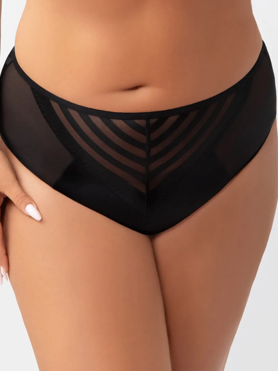 Black Striped High Waist Briefs Gorsenia Yoko K811