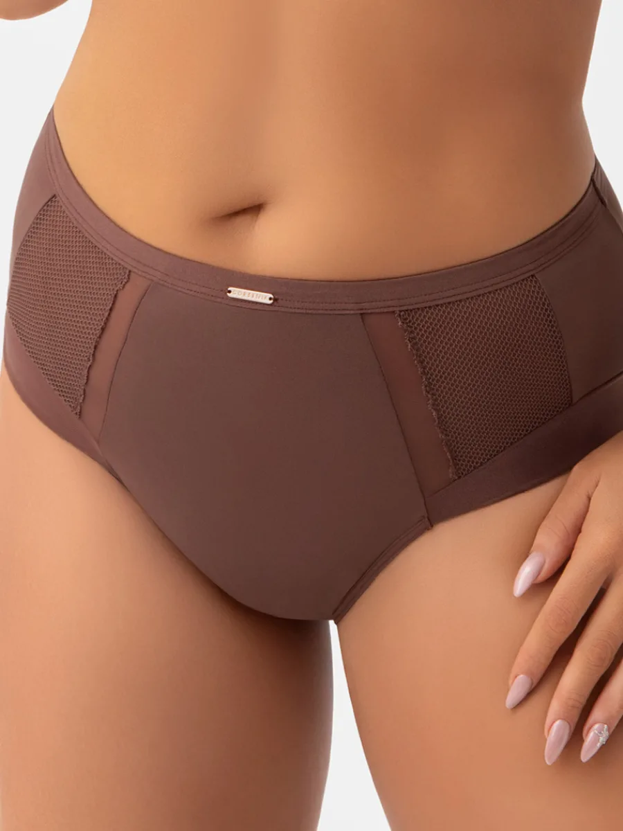 Schokobrauner Netz-Taillenslip Gorsenia Luisse K442/1