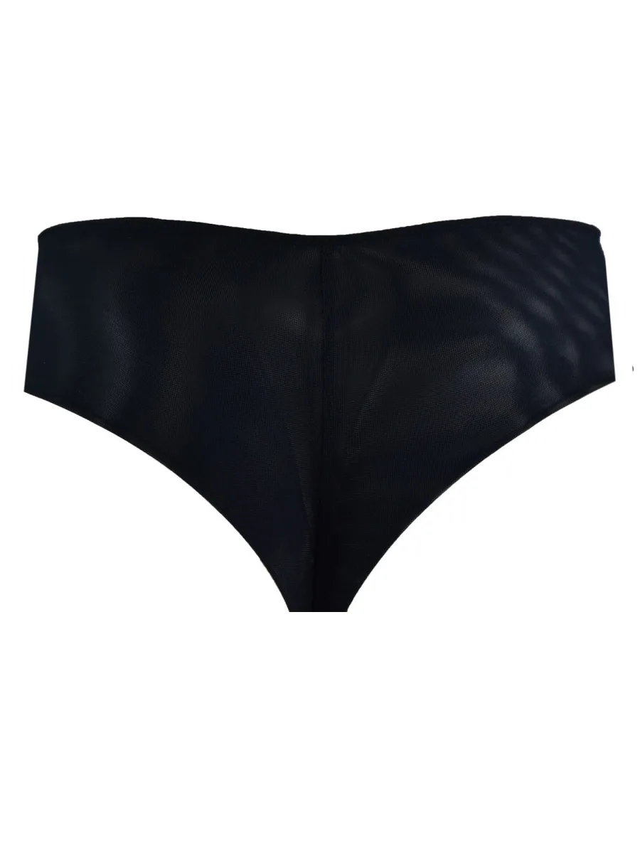 Black Brazilian Panties with Bright Pink Lace Mediolano Fluo 19155